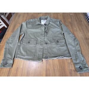 Hollister Women's Cropped Cut Off Cargo Utility Jacket Large Green